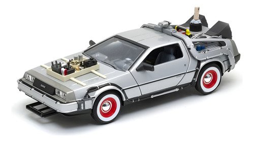 Modelo a escala 1/24 del DeLorean Time Machine de Volver al Futuro 3, réplica metálica coleccionable con detalles fieles a la película