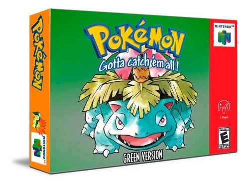 Juego Pokémon Green Version para consola Nintendo 64, aventura clásica con personajes pokémon en versión retro
