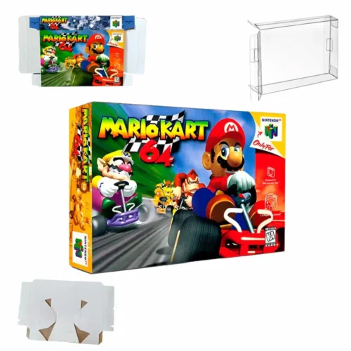 Protector kit manual, caja y protector acrilico Mario Kart N64