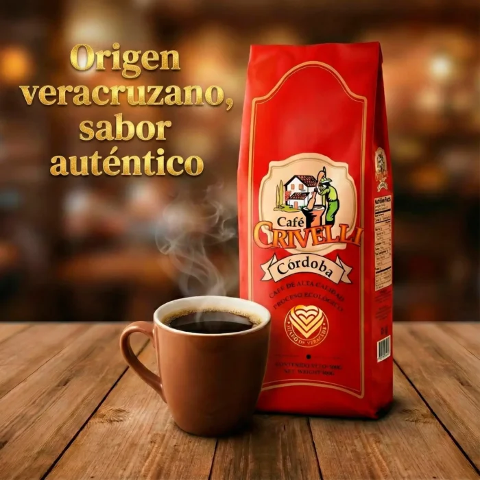 Café molido Crivelli Cordoba ecológico de exportación en empaque de 454 gramos, ideal para preparar café de calidad