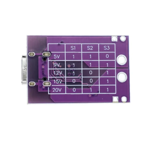 Selector de voltaje USB-C que permite elegir entre 5V y 20V para cargar dispositivos móviles de forma segura