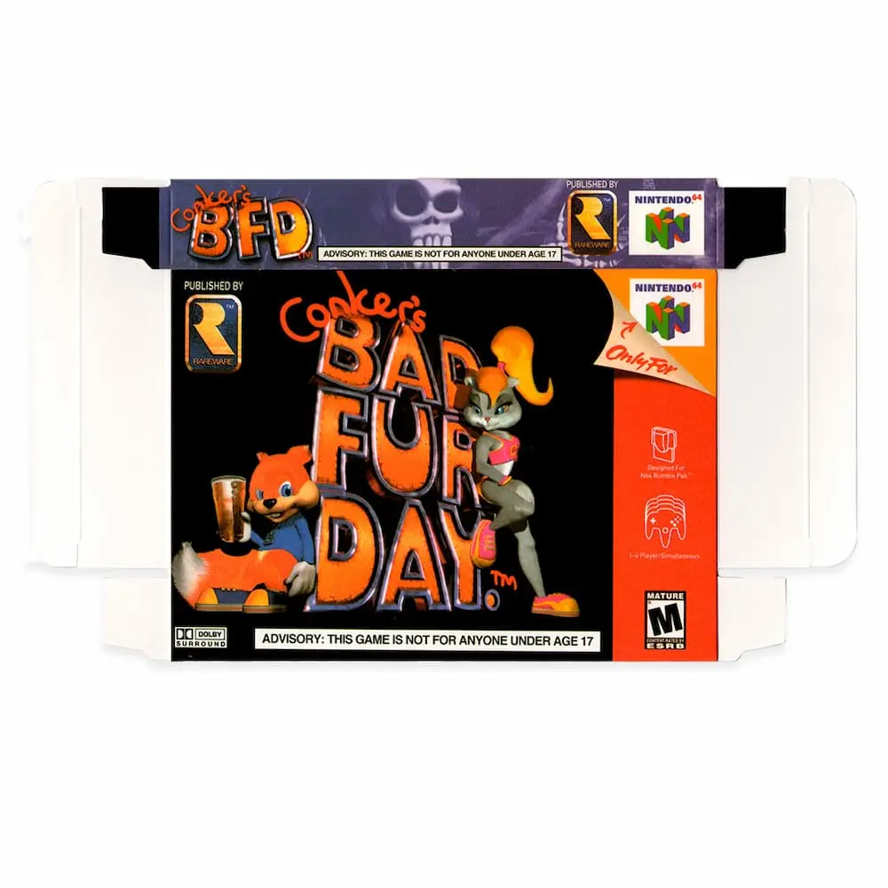 Protector kit manual, caja y protector acrilico Conker Bad Fur Day N64