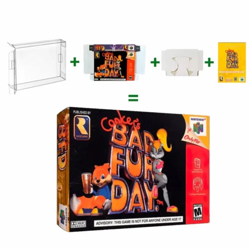 Protector kit manual, caja y protector acrilico Conker Bad Fur Day N64