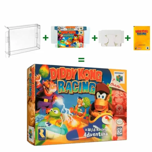 Protector kit manual, caja y protector acrilico Diddy Kong Racing N64