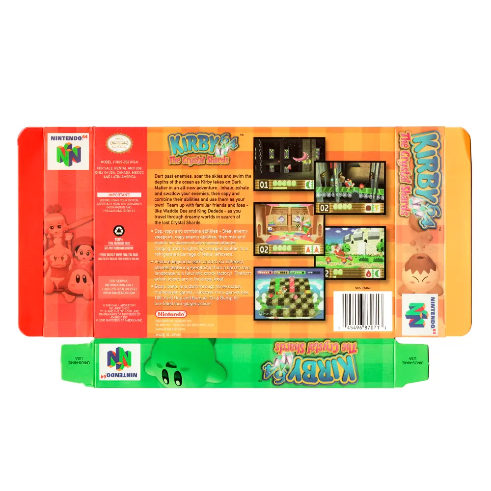 Protector kit manual, caja y protector acrilico Kirby The Crystal Shards N64