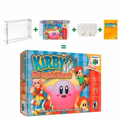 Protector kit manual, caja y protector acrilico Kirby The Crystal Shards N64