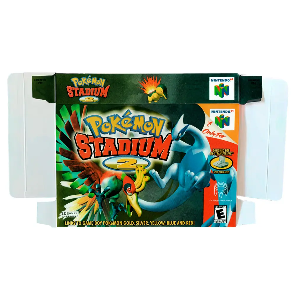 Protector kit manual, caja y protector acrilico Pokemon Stadium 2 N64