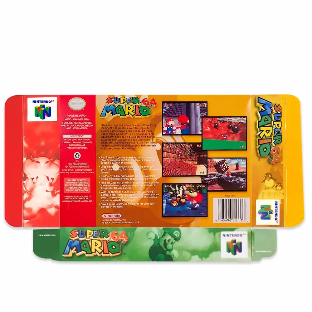 Protector kit manual, caja y protector acrilico Super Mario N64