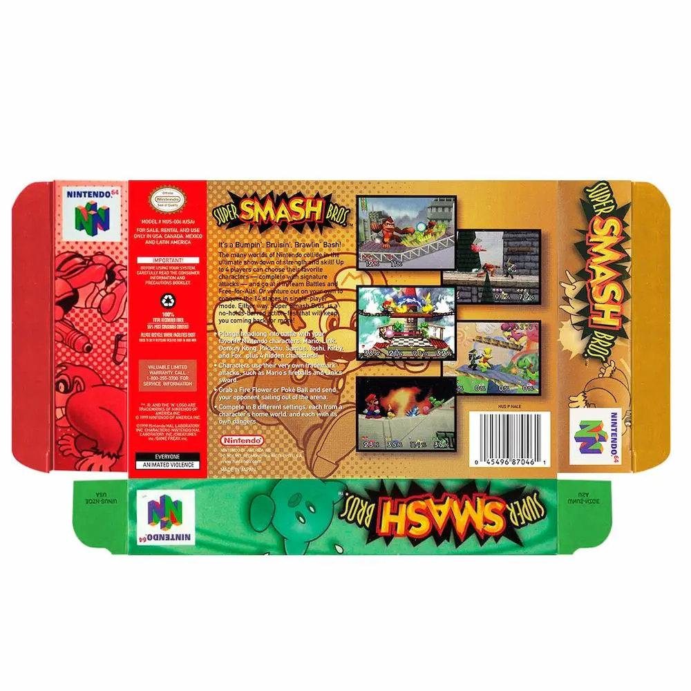 Protector Kit Manual, Caja y Protector Acrilico Super Mario Smash Bros N64