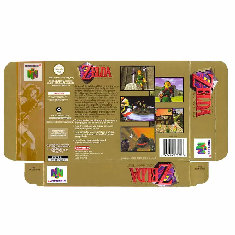 Protector Kit Manual, Caja y Protector Acrilico The Legend Of Zelda: Ocarina Of Time N64