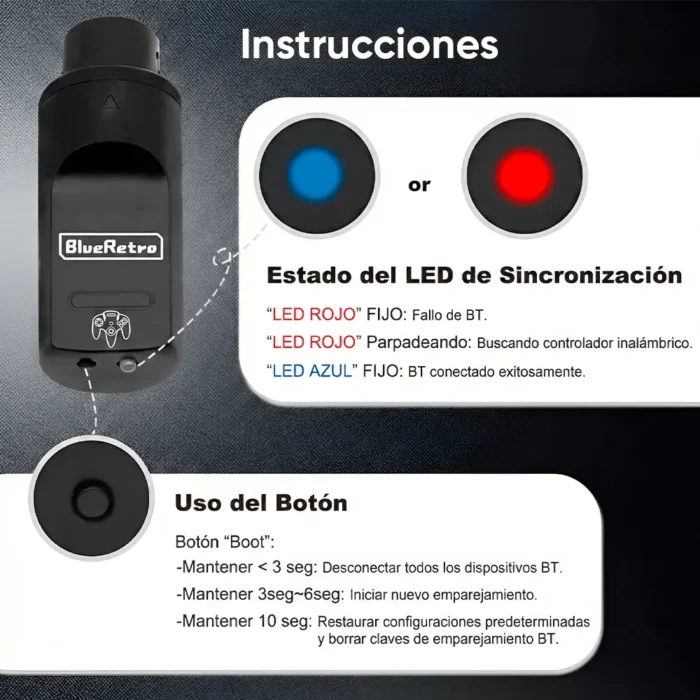 adaptador-blueretro-n64-black_08 Adaptador Inalambrico Blueretro 1 Mando para Nintendo 64