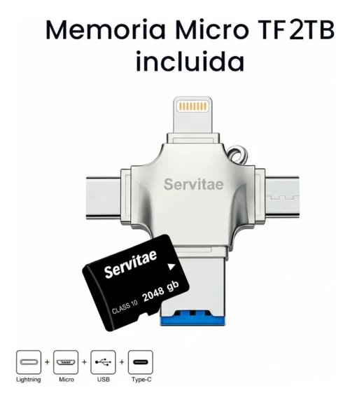 Memoria 2tb Lightning Android Pc Usb-c Ios Microusb 2 Tera