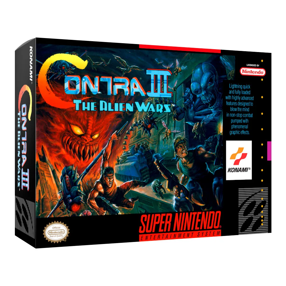 Contra III The Alien Wars en caja nuevo CIB para coleccionistas Videojuego Contra III The Alien Wars en su caja original completa, nuevo y sellado para coleccionistas de videojuegos retro