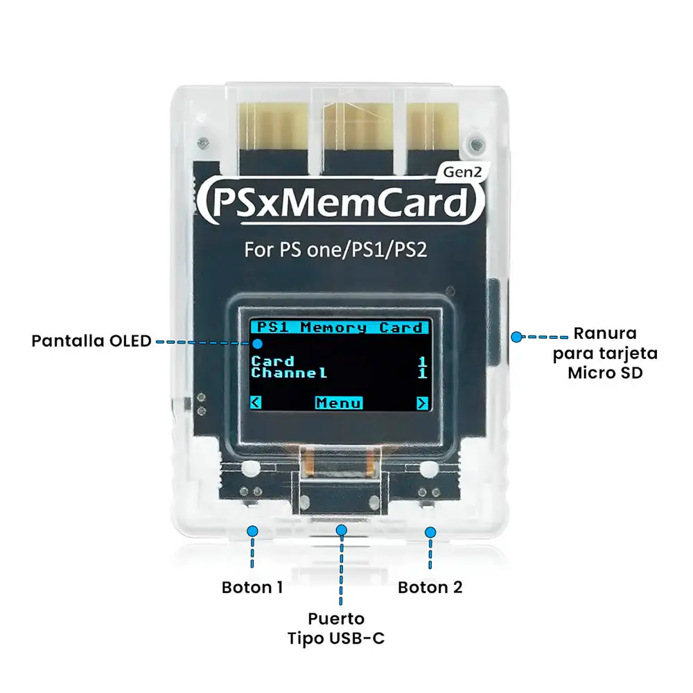 PSXMemCard Para Playstation 1/2 Edición Transparente
