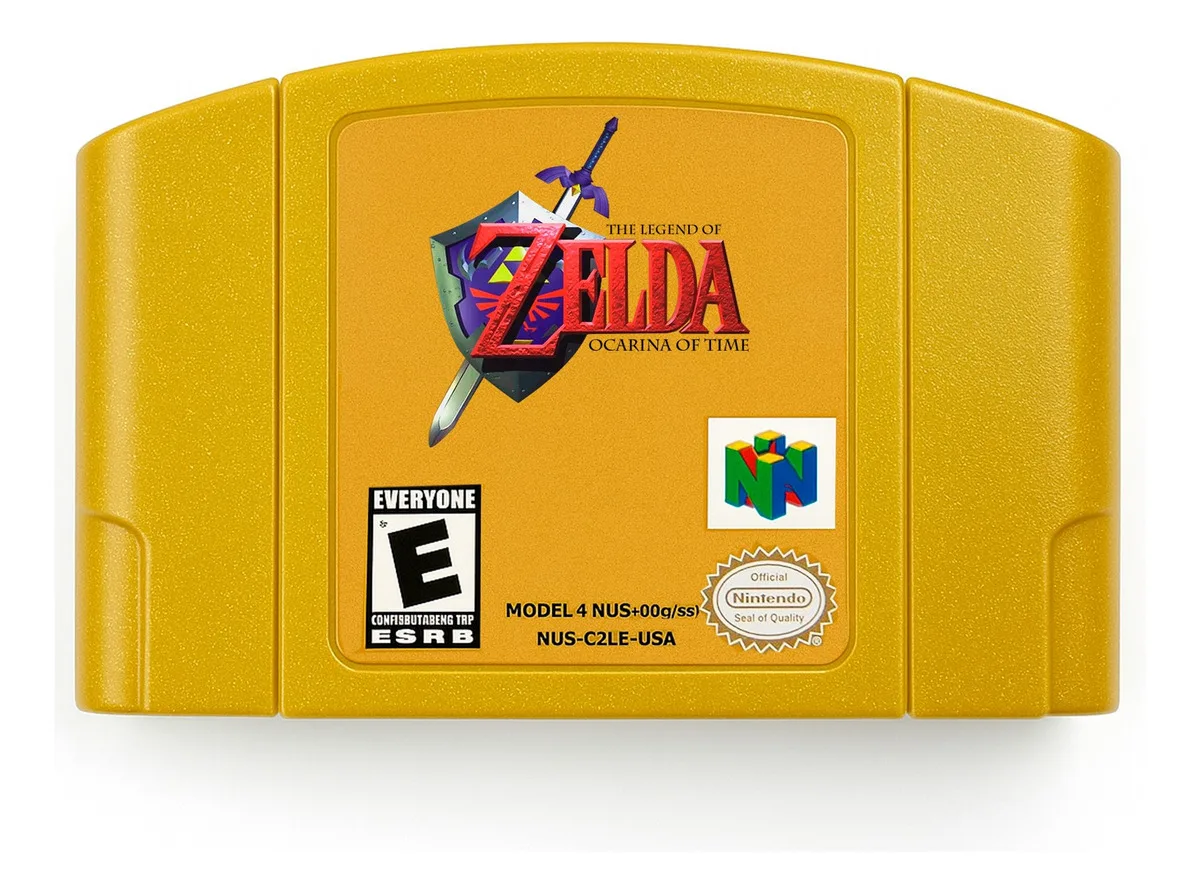 Videojuego The Legend of Zelda: Ocarina of Time para Nintendo 64 en español con carátula dorada, listo para jugar