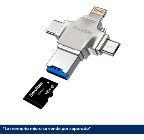 Servitae Lector OTG 4en1 USB3.0 C Lightning MicroUSB MicroSD