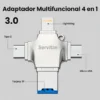 Servitae Lector OTG 4en1 USB3.0 C Lightning MicroUSB MicroSD