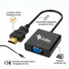 ADAPTADOR STYLOS VGA HEMBRA A HDMI MACHO CON AUX 3.5MM