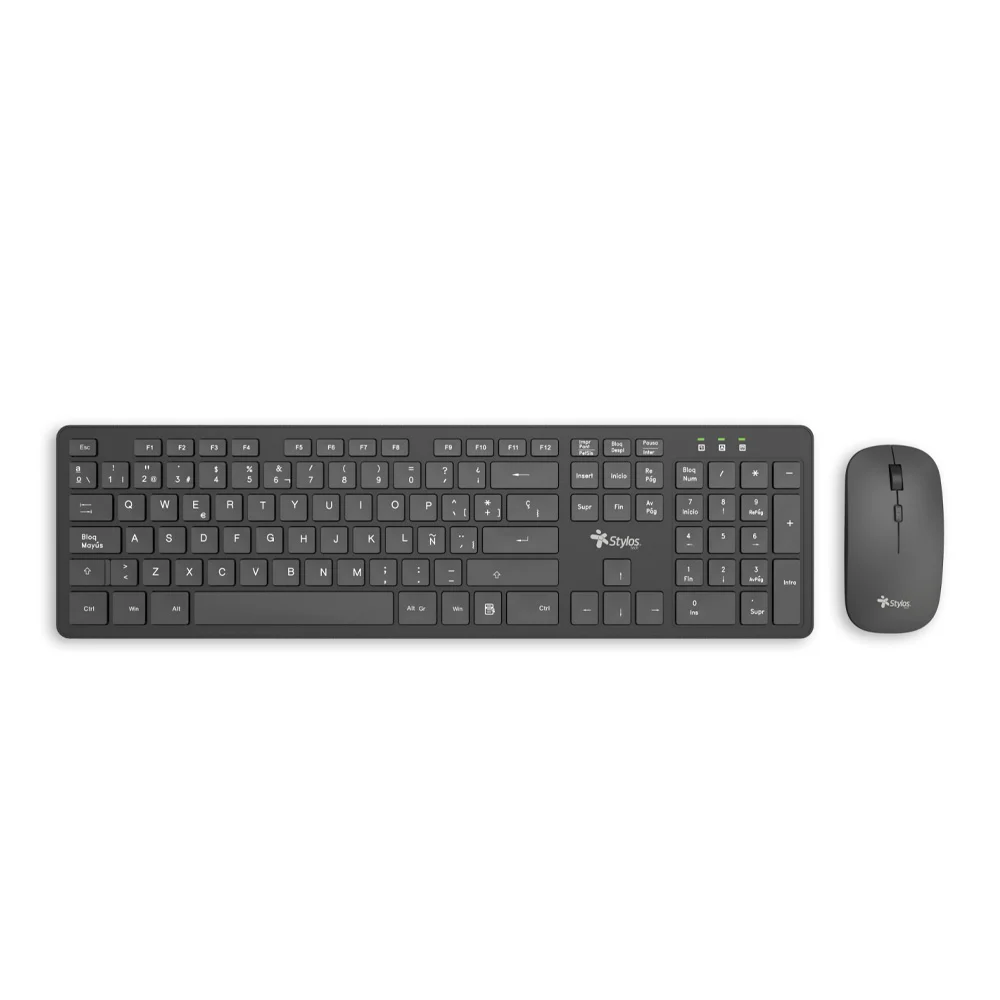 Kit Stylos de teclado y mouse inalámbricos con receptor USB nano, alcance de hasta 10 metros, ideal para oficina y hogar