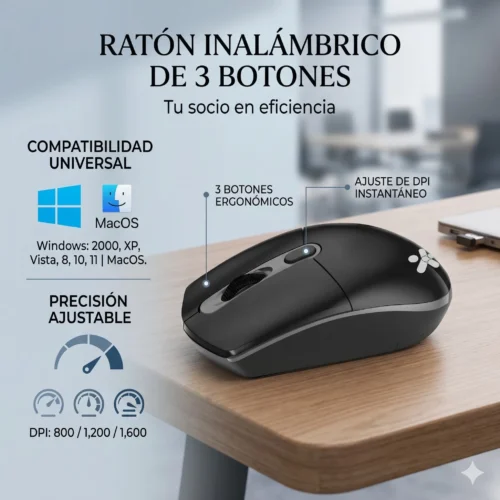 Mouse Inalambrico Stylos 1,600 dpi 3 Niveles 3 Botones Conexion USB