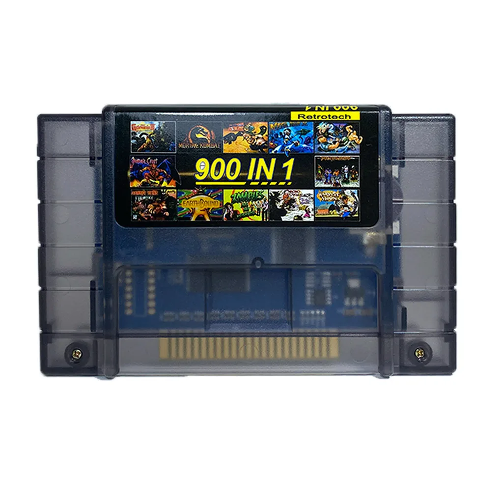 Cartucho multijuegos para Super Nintendo con 900 juegos clásicos en 1, incluye Mario, Zelda, Sunset Riders y más, compatible con consolas SNES