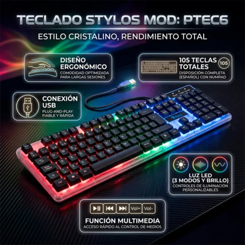 Stylos Teclado Alambrico Stylos Membrana Led