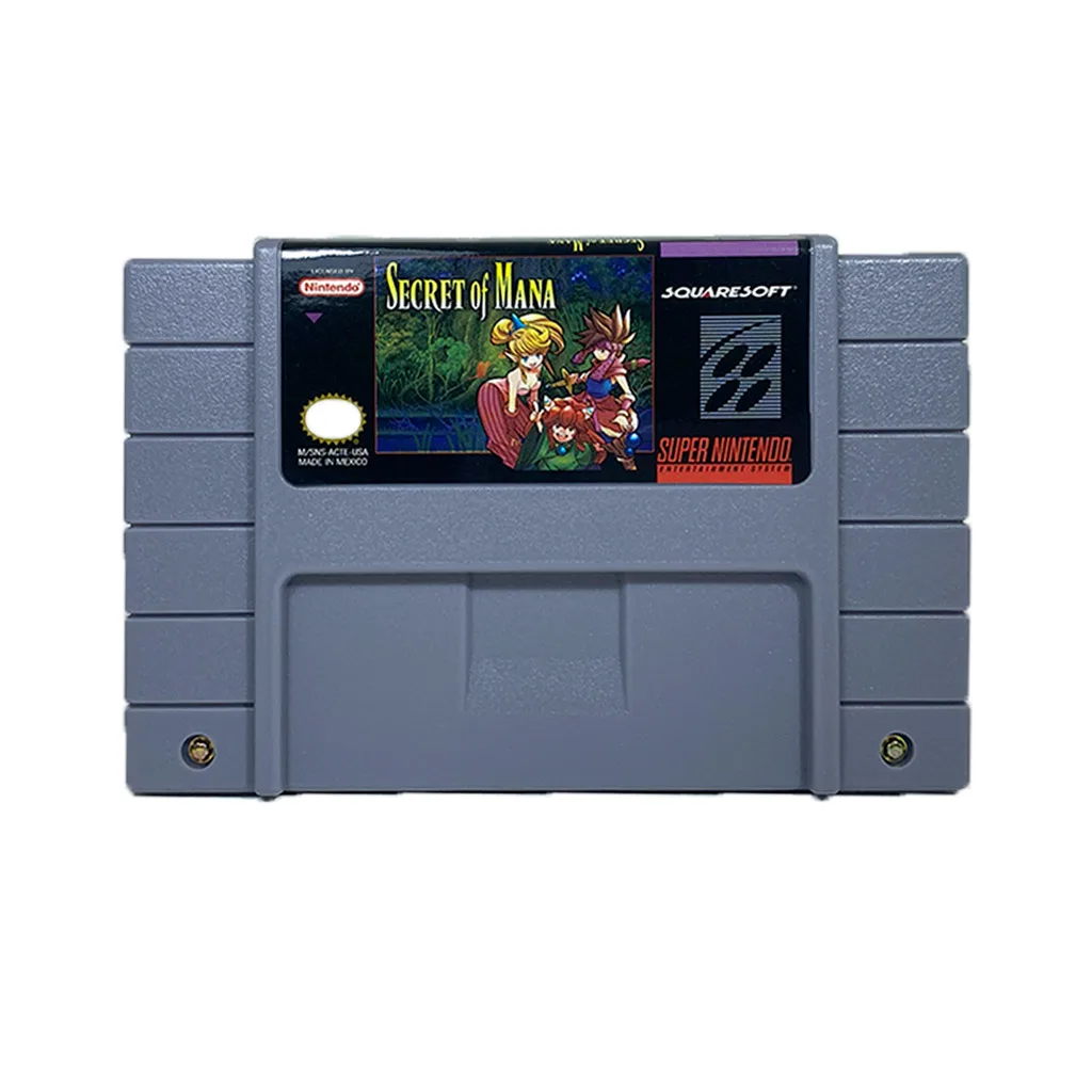 Cartucho original de Secret of Mana para consola Super Nintendo, videojuego de rol y aventura en 16 bits