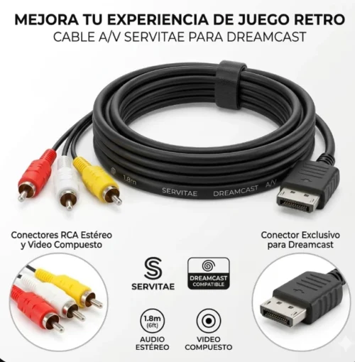 dream-wired_04.webp Cable A/V DreamCast 1.8m Servitae RCA
